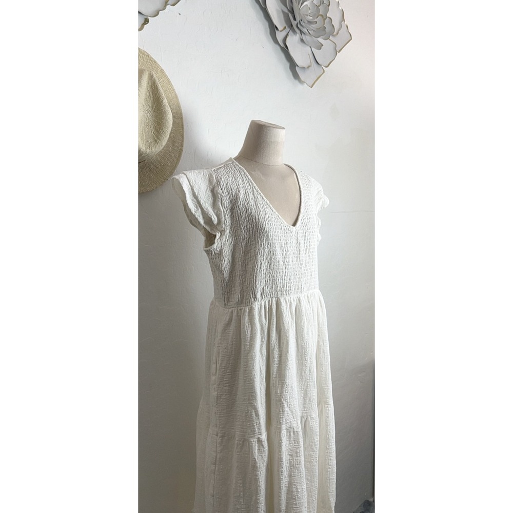GibsonLook white cotton maxi midi dress L boho shabby chic regency cottage core - Picture 6 of 16